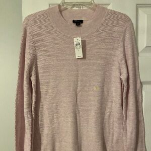 Ann Taylor Light Pink Textured Crewneck Tunic Sweater